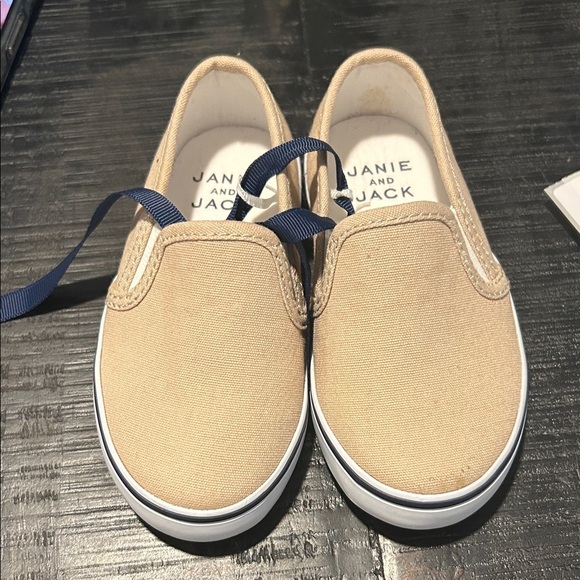 Janie and Jack Beige Kids Slip-On Sneakers - Picture 1 of 4
